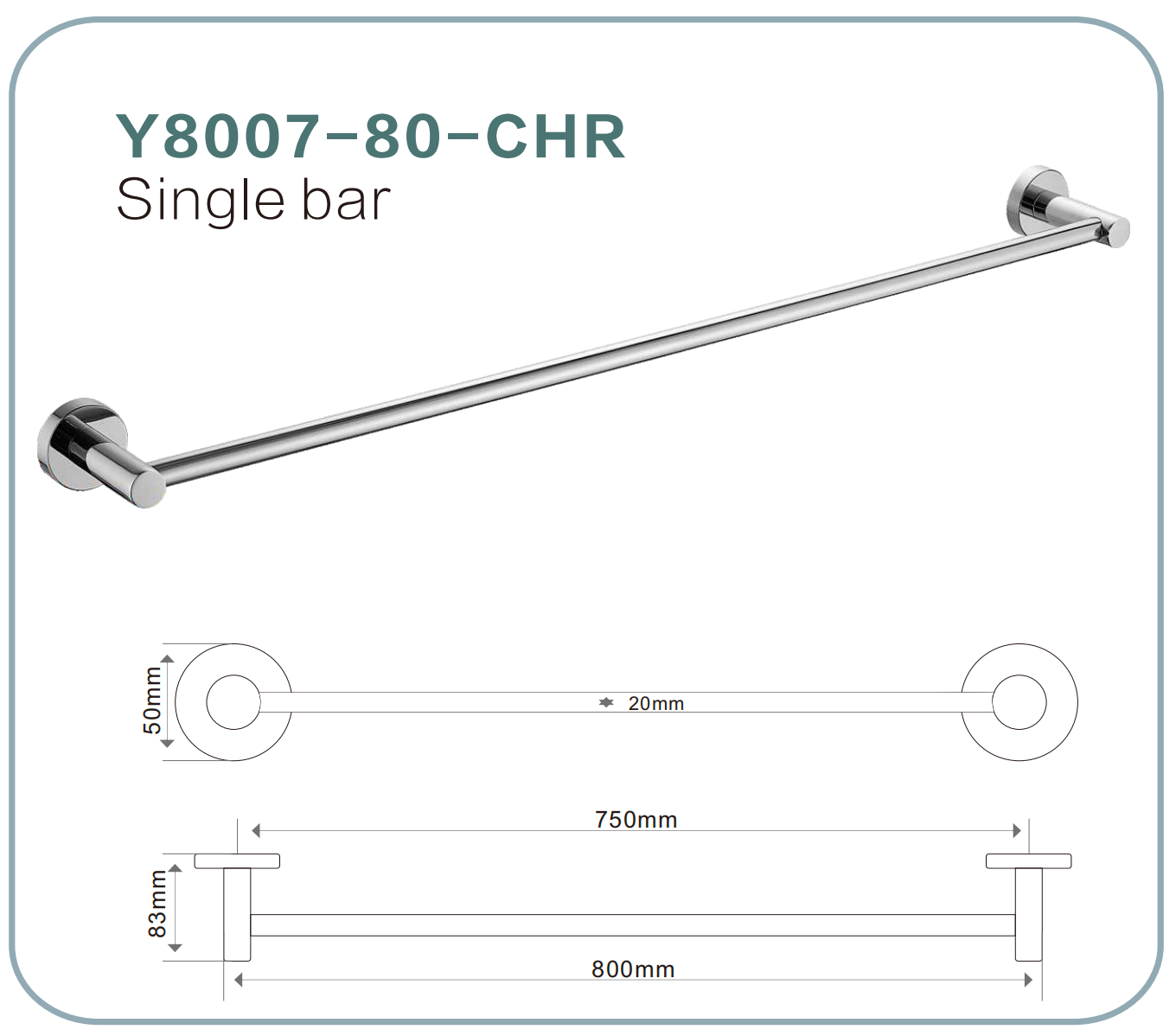 Y8007-80cm Single Towel Bar
