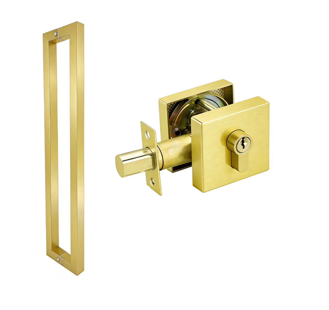 Square Lock with Key (BDL1050) + Square Door Pull Handle (DL102)