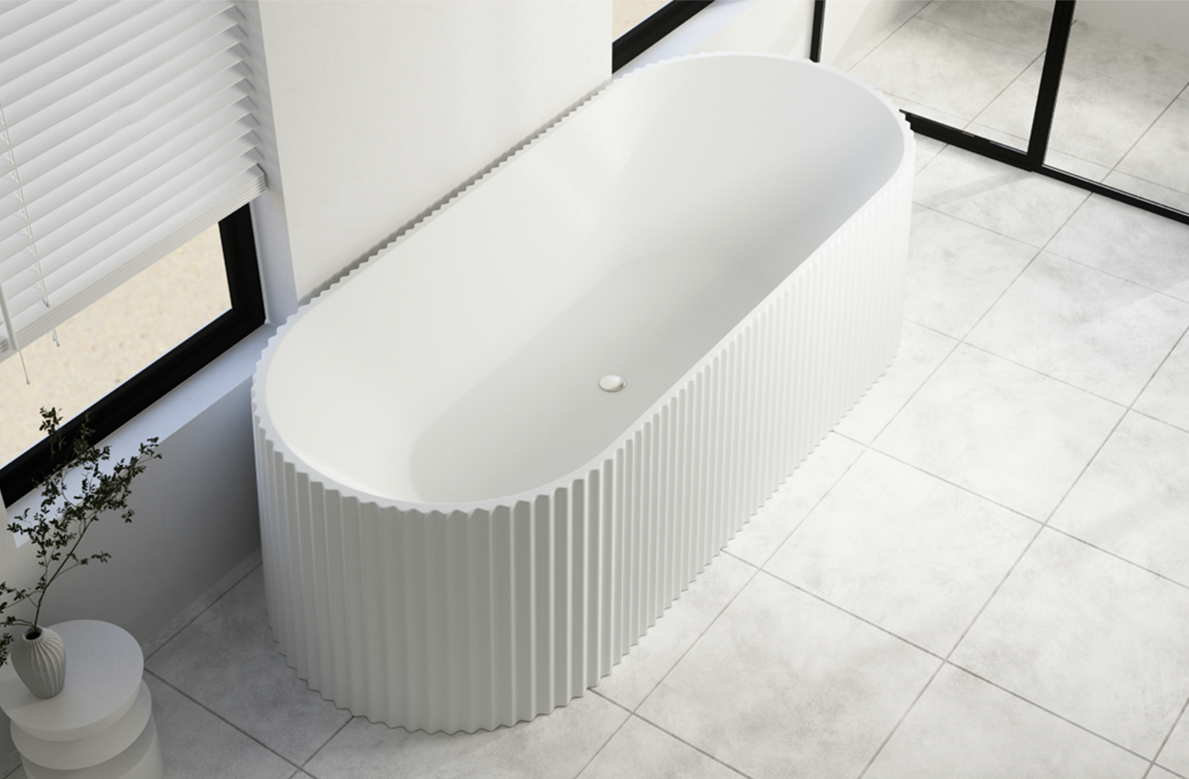 Architectural Fluted Bathroom Suite | Vanity, Bathtub, Basin, LED Mirror, Toilet & Mixer Set