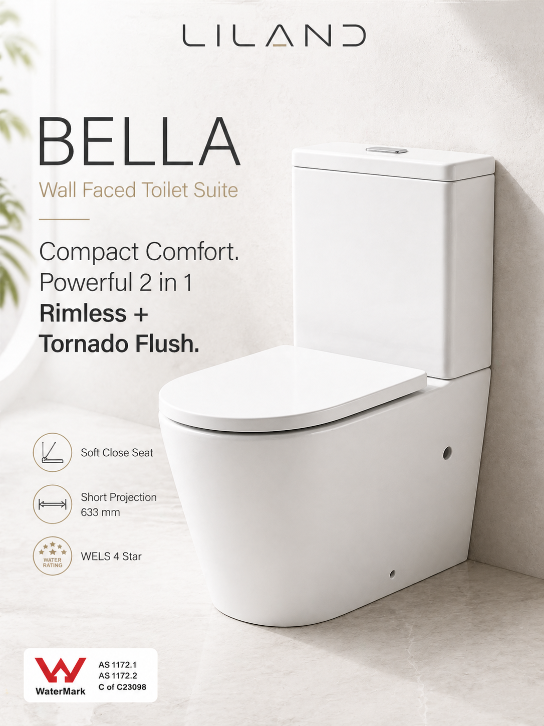 Bella Rimless Tornado Toilet