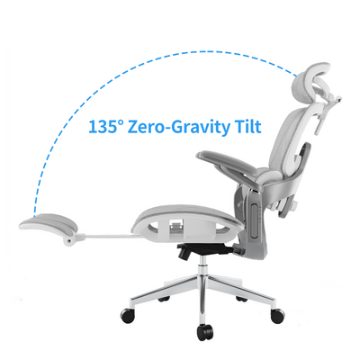 Reclining ergonomic office chair up to 135 degrees – ideal for relaxing during work breaks