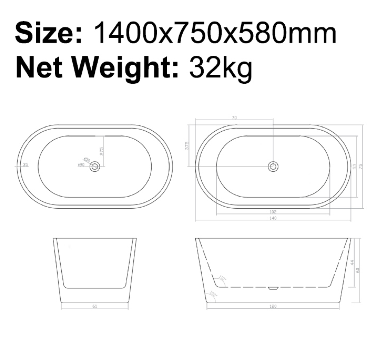 B-7109 Bathtub