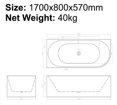 B-7326 Fluted Design Bathtub