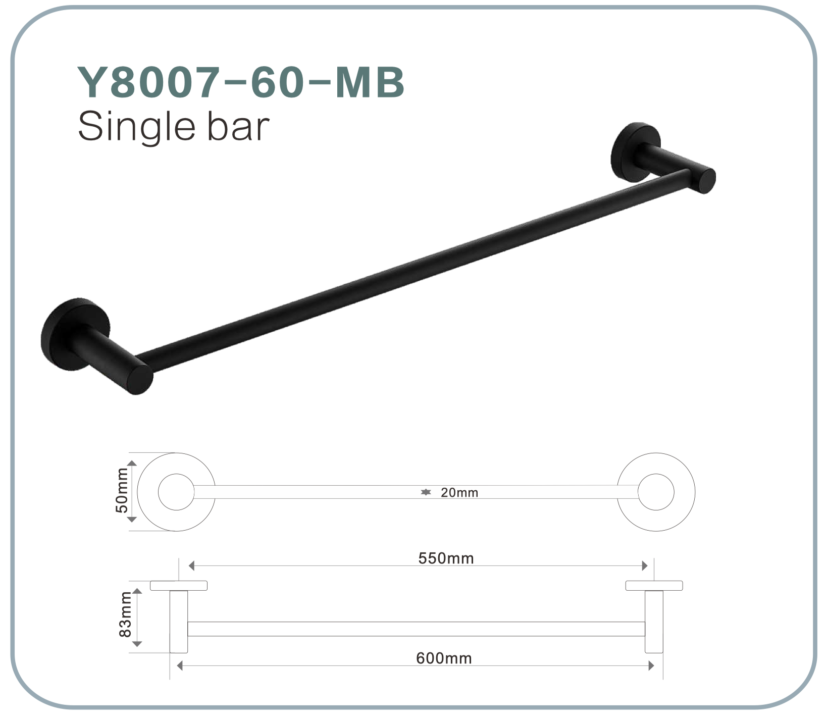 Y8007-60cm Single Towel Bar