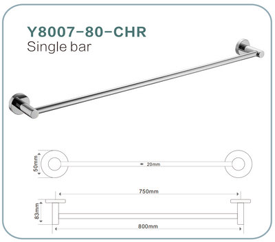 Y8007-80cm Single Towel Bar