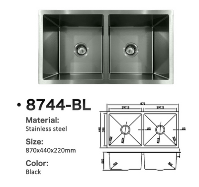 8744-BL Honeycomb Stainless Steel Double Bowl Sink