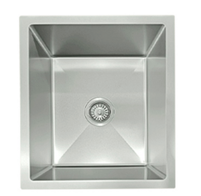 Silver stainless steel square single bowl bar sink with drain strainer for kitchen or wet bar