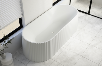 Architectural Fluted Bathroom Suite | Vanity, Bathtub, Basin, LED Mirror, Toilet & Mixer Set