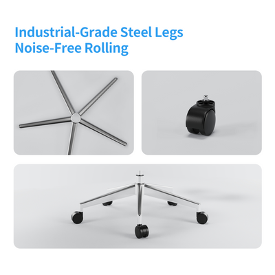Steel base with PU silent casters – smooth movement and stability for office chair use in Australia