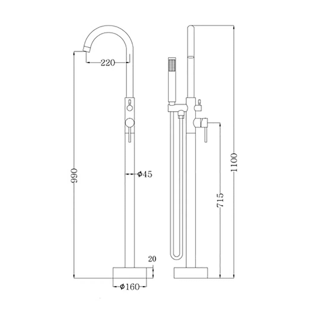86H88 Freestanding Bath Mixer Brushed nickel