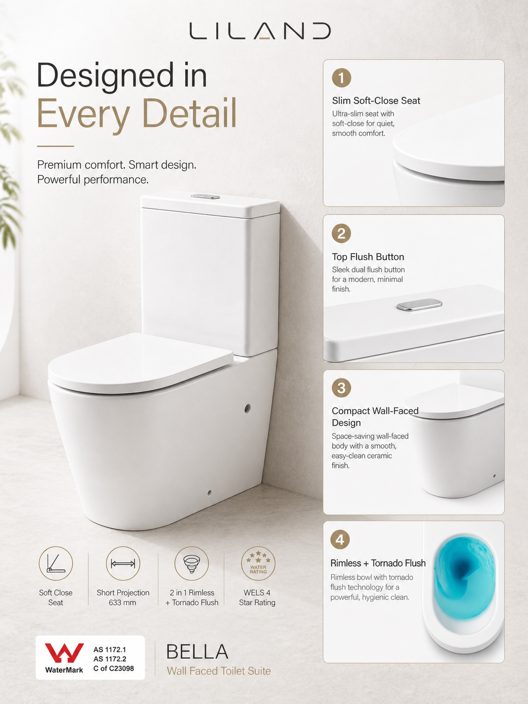 Bella Rimless Tornado Toilet
