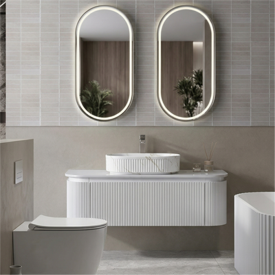 Architectural Fluted Bathroom Suite | Vanity, Bathtub, Basin, LED Mirror, Toilet & Mixer Set