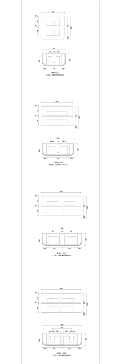 Hudson Vanity (Floor Standing) - Drawers Only - SK68
