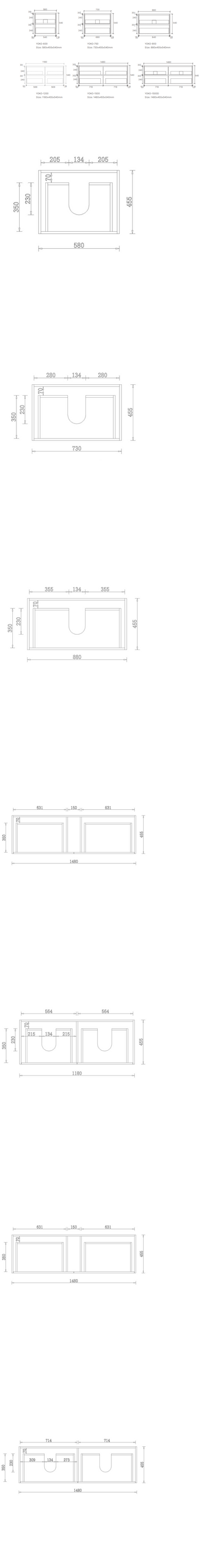 Yoko Vanities (Wall Hung) Drawers Only